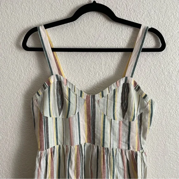 NWT Lucky Brand Women's Striped Corset Maxi Stripes Cotton Linen Dress Size M - Picture 6 of 12